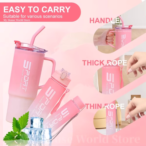 pack Of 3) Water Bottles Set, Sports Water Cups, Portable Drinking Cups, Summer Drinkware, - Image 5