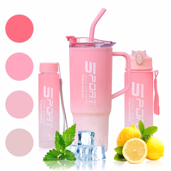 pack Of 3) Water Bottles Set, Sports Water Cups, Portable Drinking Cups, Summer Drinkware, - Image 2
